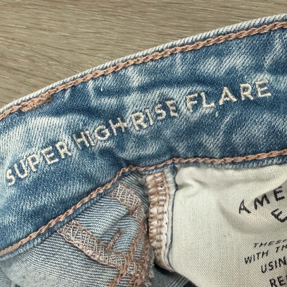 AMERICA EAGLE NEXT LEVEL STRETCH Super High Rise Flare jeans size 000 Reg - Picture 5 of 11